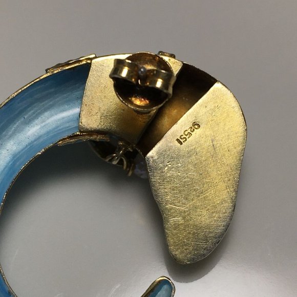 RARE FIND VINTAGE LAUREL BURCH ASSYRIAN RAMS HEAD GOLD VERMEIL EARRINGS - Picture 9 of 11